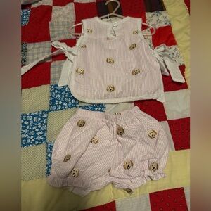 Adorable Pink Kids Matching Set with Bear Print